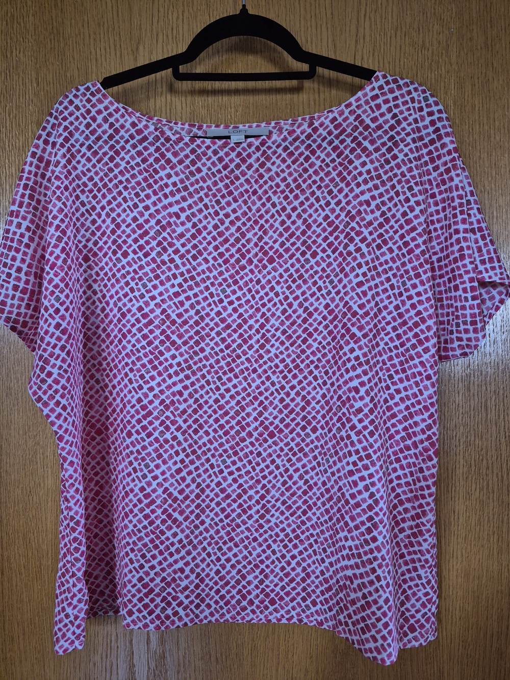 LOFT Pink White Short-Sleeve Patterned Tee